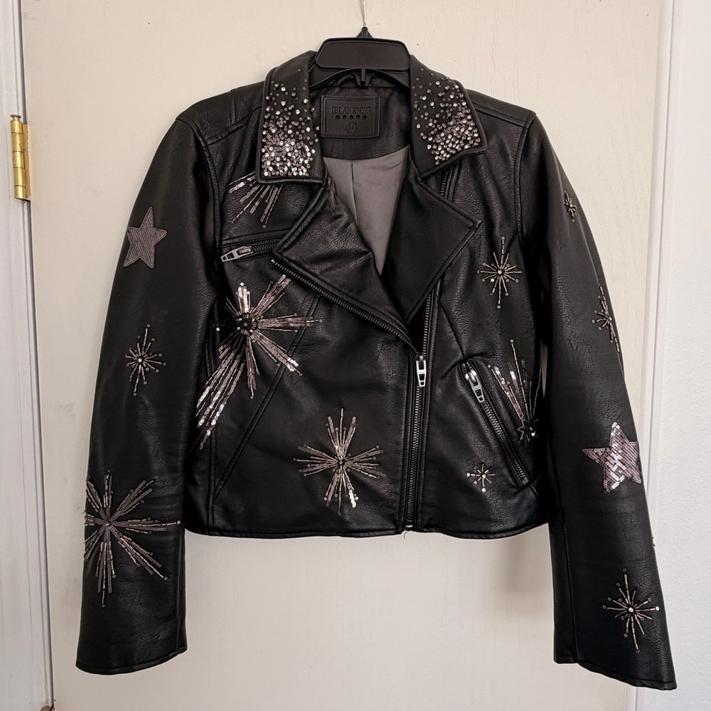 Blank NYC Embellished Faux Leather Moto Jacket